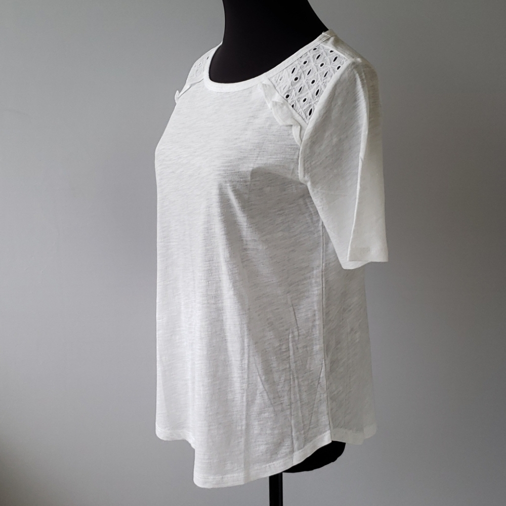 LOFT • Ruffle Eyelet T Shirt - Picture 3 of 8